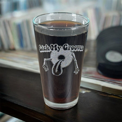 Lick My Grooves Etched Pint Glass