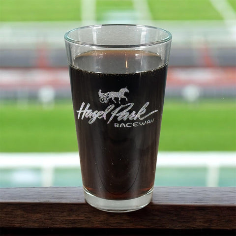 Hazel Park Etched Pint Glass