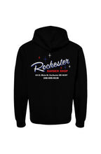 Load image into Gallery viewer, Rochester Barber Shop_Full Zip Hoodie_White Font
