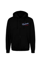 Load image into Gallery viewer, Rochester Barber Shop_Full Zip Hoodie_White Font_Falcon Blue
