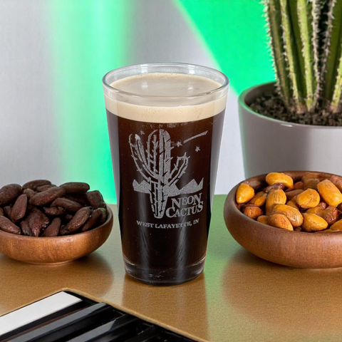 Neon Cactus Etched Pint Glass