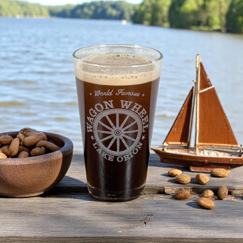 Wagon Wheel Etched Pint Glass